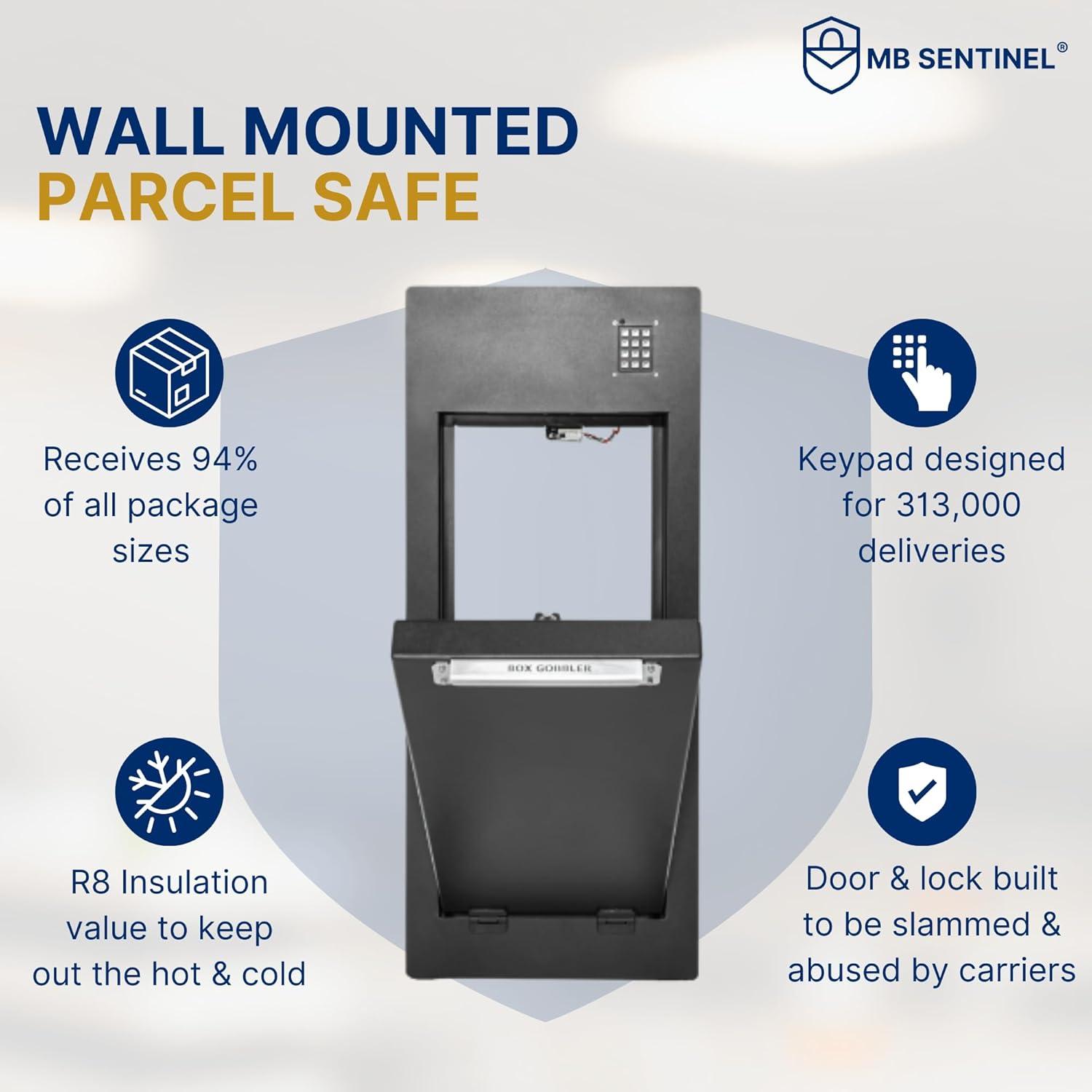 Black Steel Wall Mount Package Drop Box with Electronic Keypad