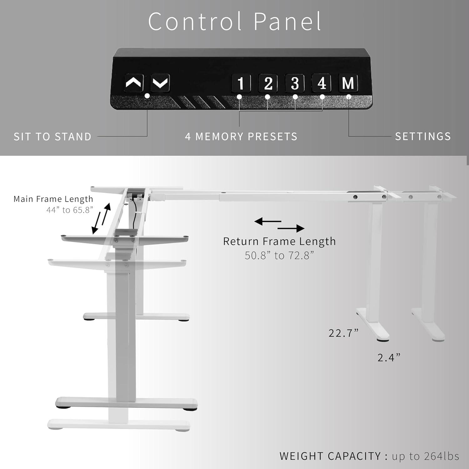 White Electric Multi-Motor Height Adjustable Corner Desk Frame