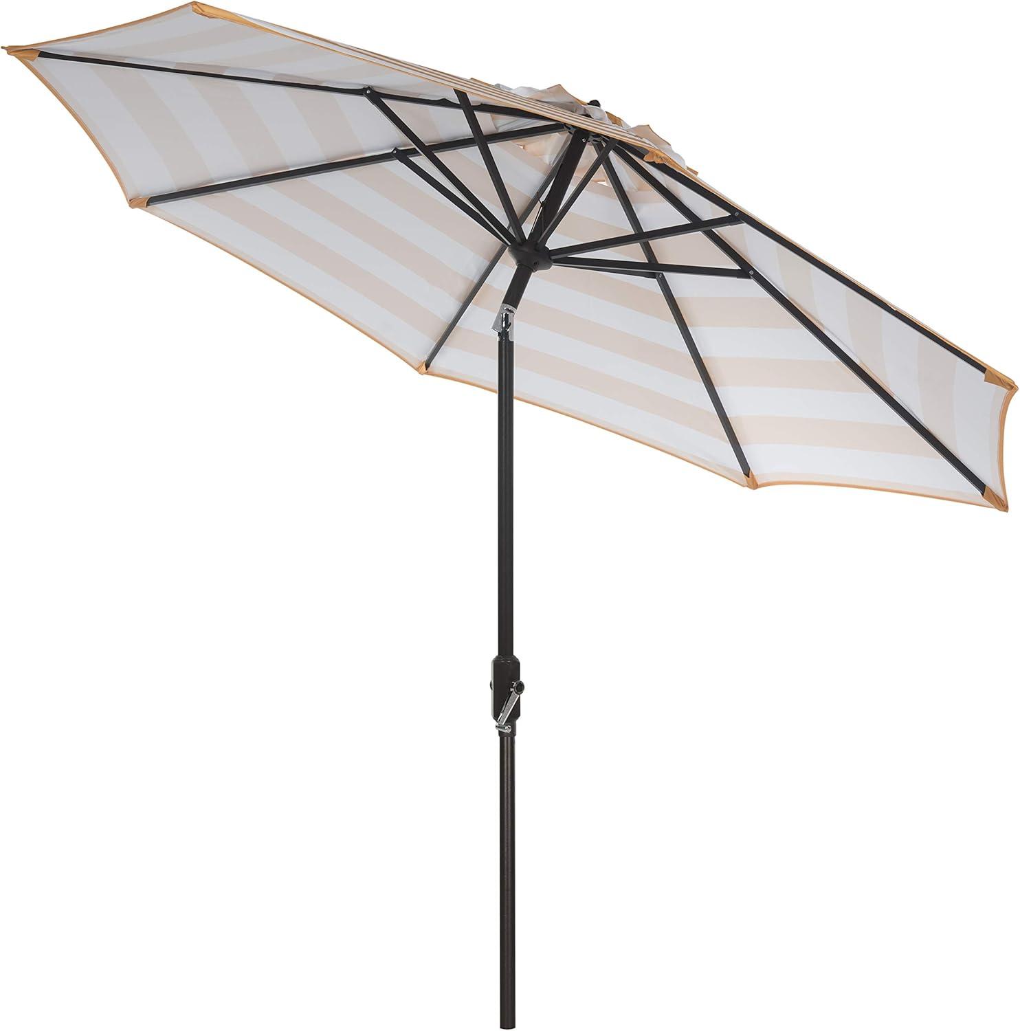 UV Resistant Iris Fashion Line 9Ft Auto Tilt Umbrella - PAT8004 - Orange/White - Safavieh