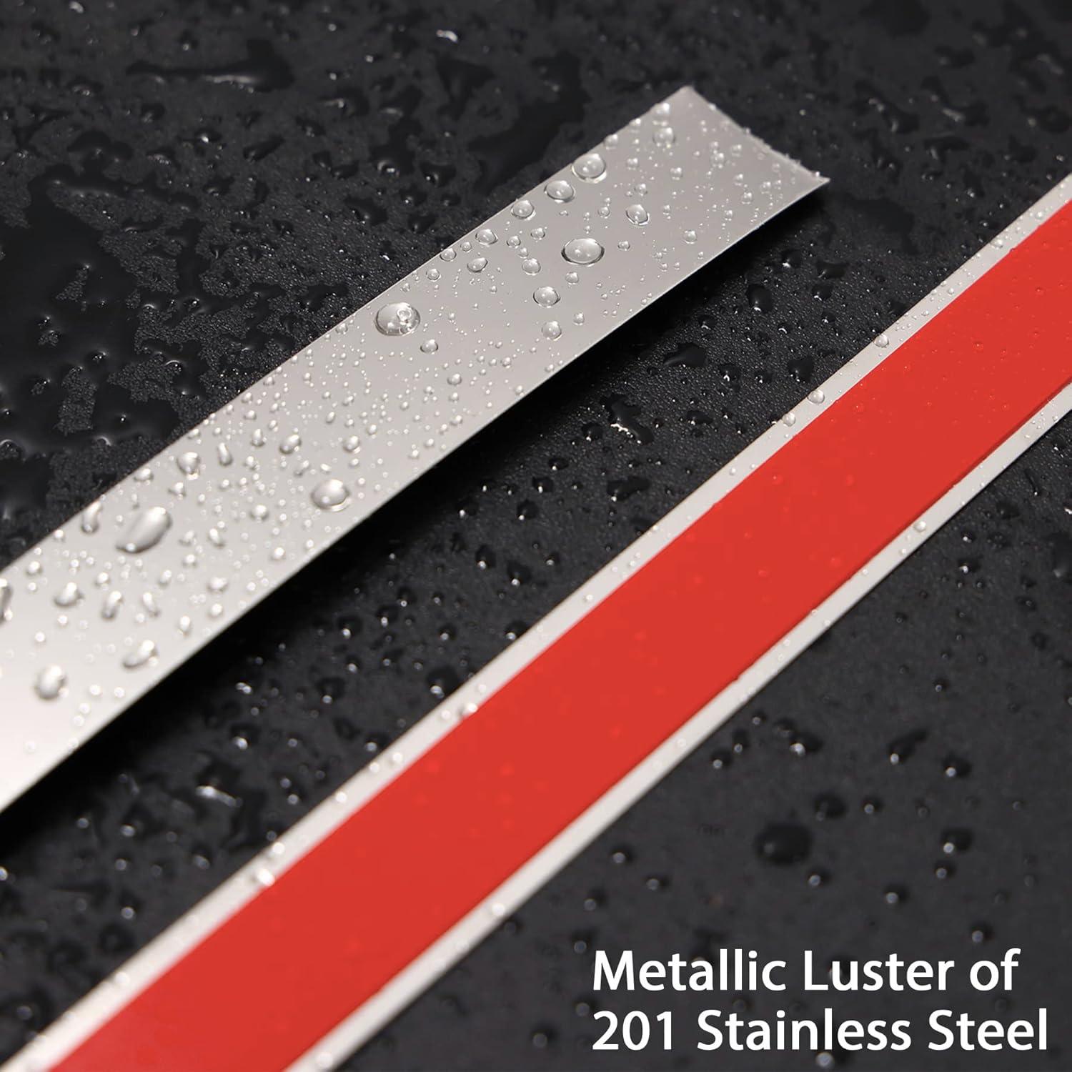 Stainless Steel Wall Molding Trim Peel and Stick, Flexible Self-Adhesive Metal Trim for Ceiling, Mirror Frame and More, Mirror-Like Finish Metallized Silver