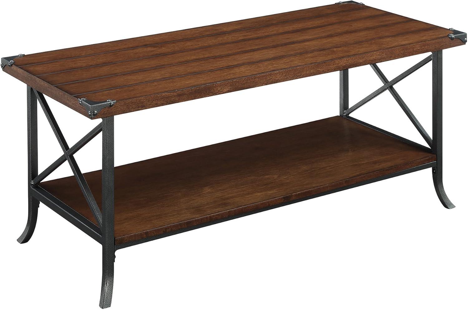 Convenience Concepts Brookline Coffee Table with Shelf, Dark Walnut/Slate Gray