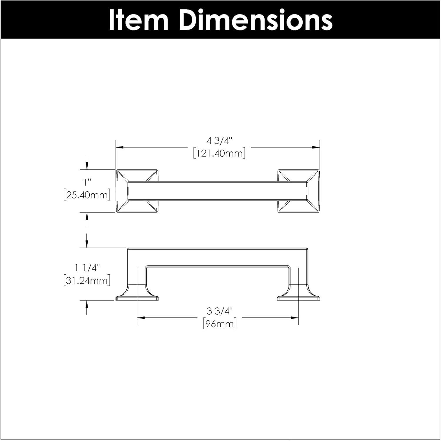 Studio Kitchen Cabinet Handles, Solid Core Drawer Pulls for Cabinet Doors, 3-3/4" (96mm)