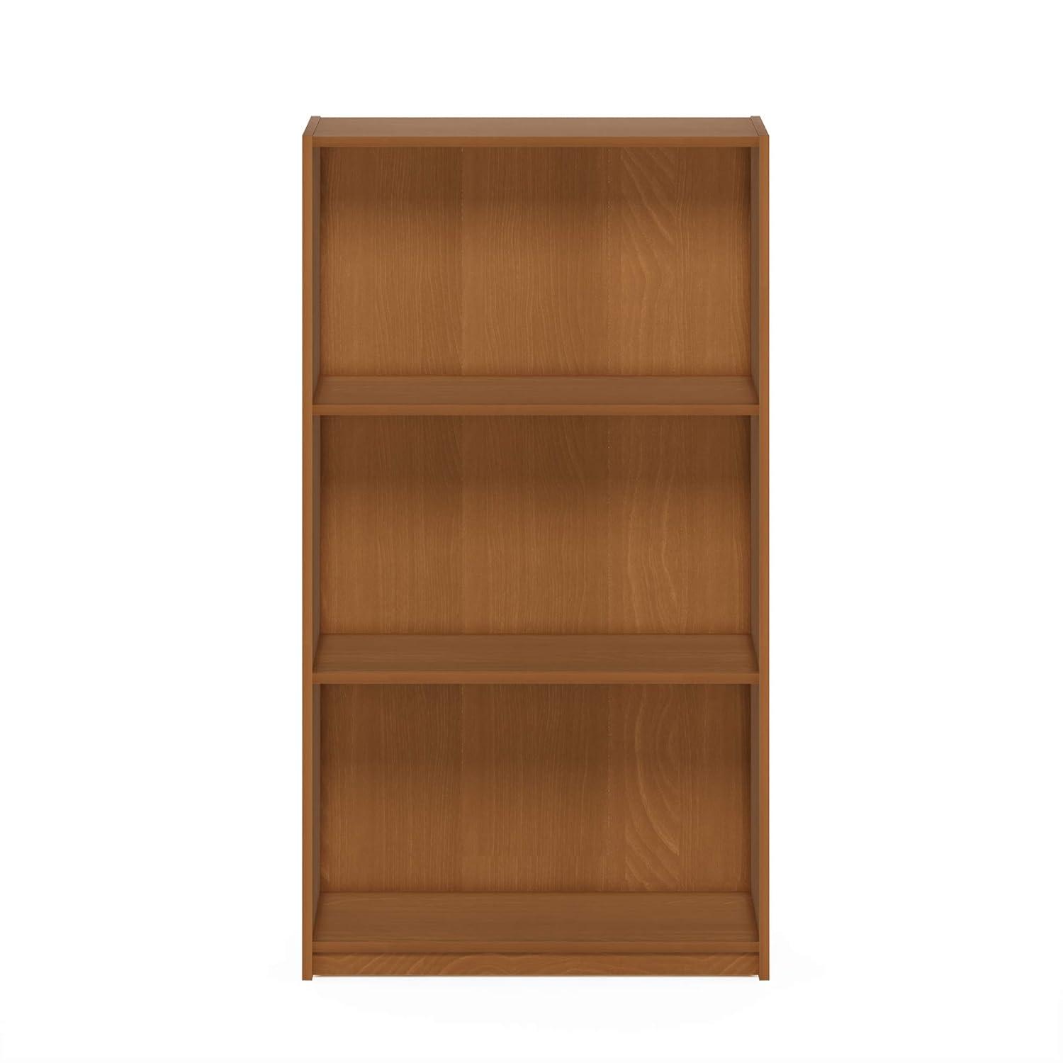 Furinno Basic Engineered Wood 3-Tier Bookcase Storage Shelves in Light Cherry