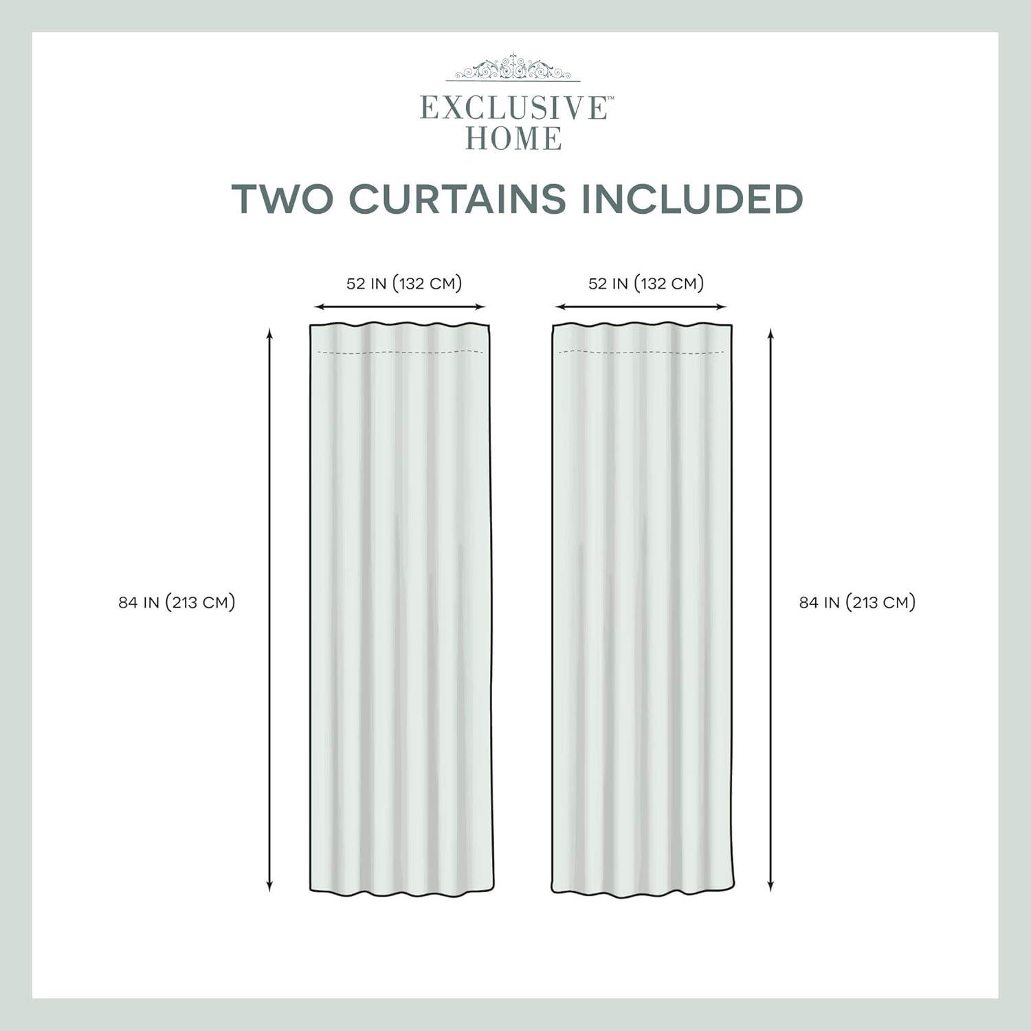 Exclusive Home Catarina Layered Solid Room Darkening and Sheer Hidden Tab/Rod Pocket Top Curtain Panel Pair