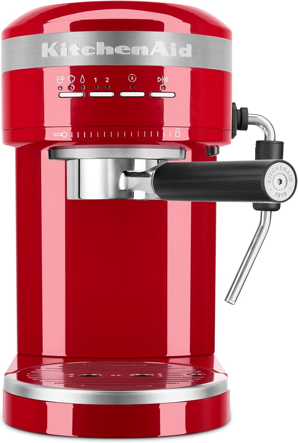KitchenAid Semi-Automatic Espresso Machine - Empire Red: 15 Bars Pressure, 47oz Capacity, Dishwasher-Safe Parts