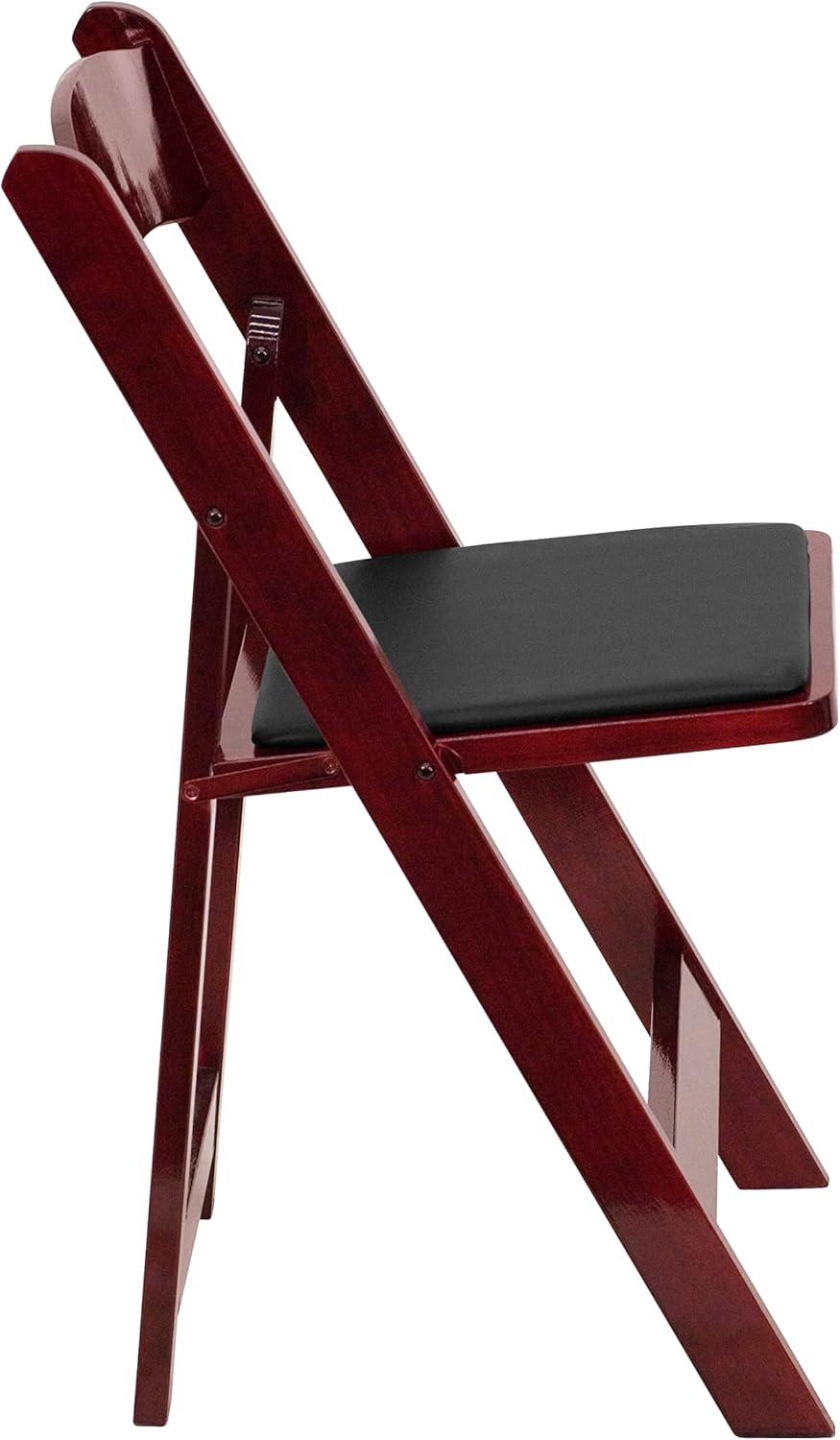 Flash Furniture HERCULES Series Mahogany Wood Folding Chair with Vinyl Padded Seat