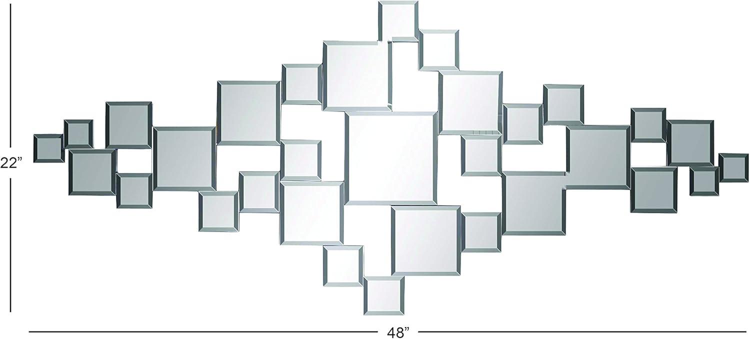 The Novogratz 21" x 48" Silver Wall Mirror with Square Mirrors