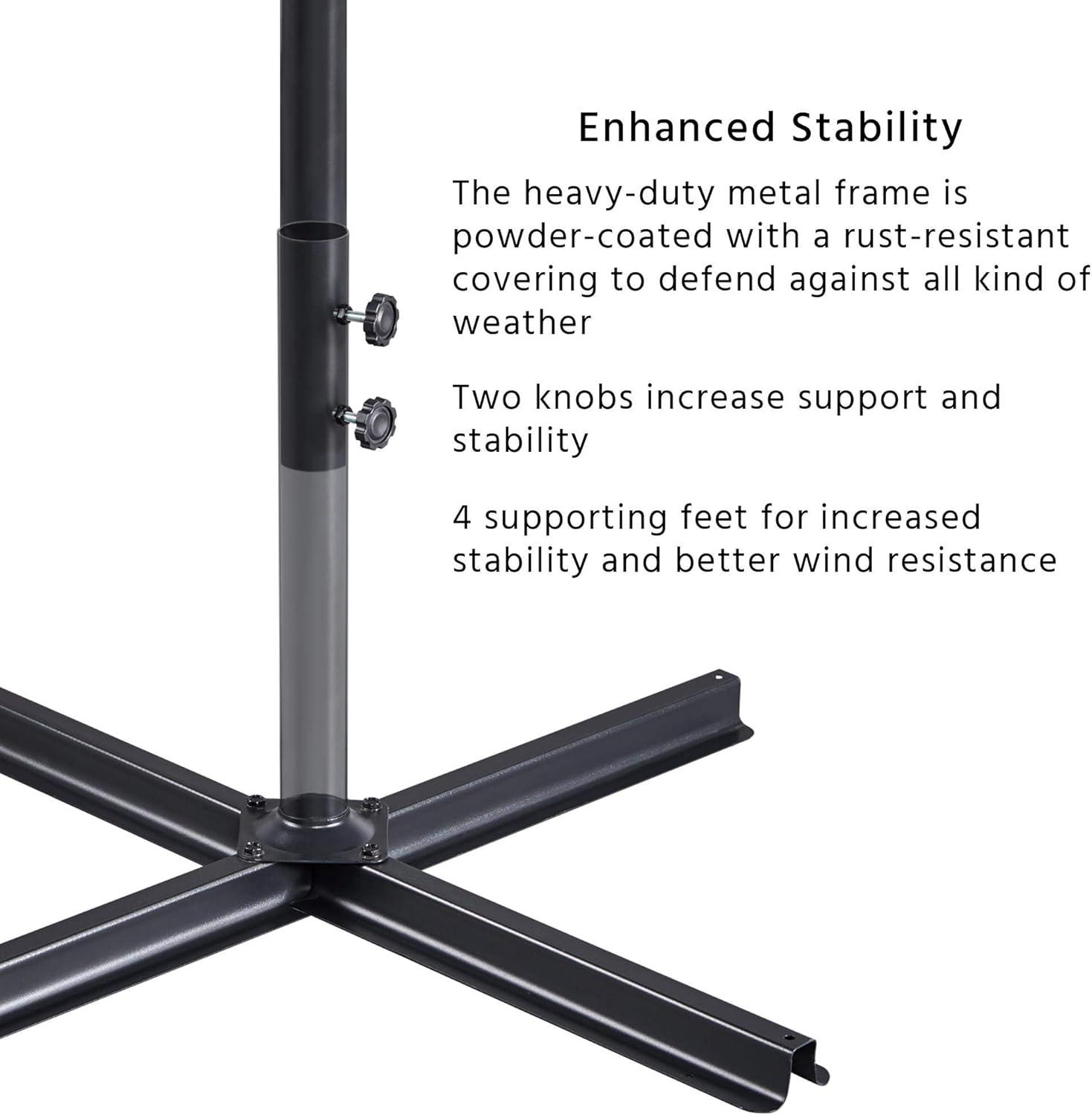 Yaheetech 10FT Patio Offset Umbrella - Cantilever Hanging Outdoor Umbrellas w/UV Protection & 8 Ribs & Handy Crank & Cross Base for Market/Garden/Lawn/Deck/Backyard/Pool - Burgundy