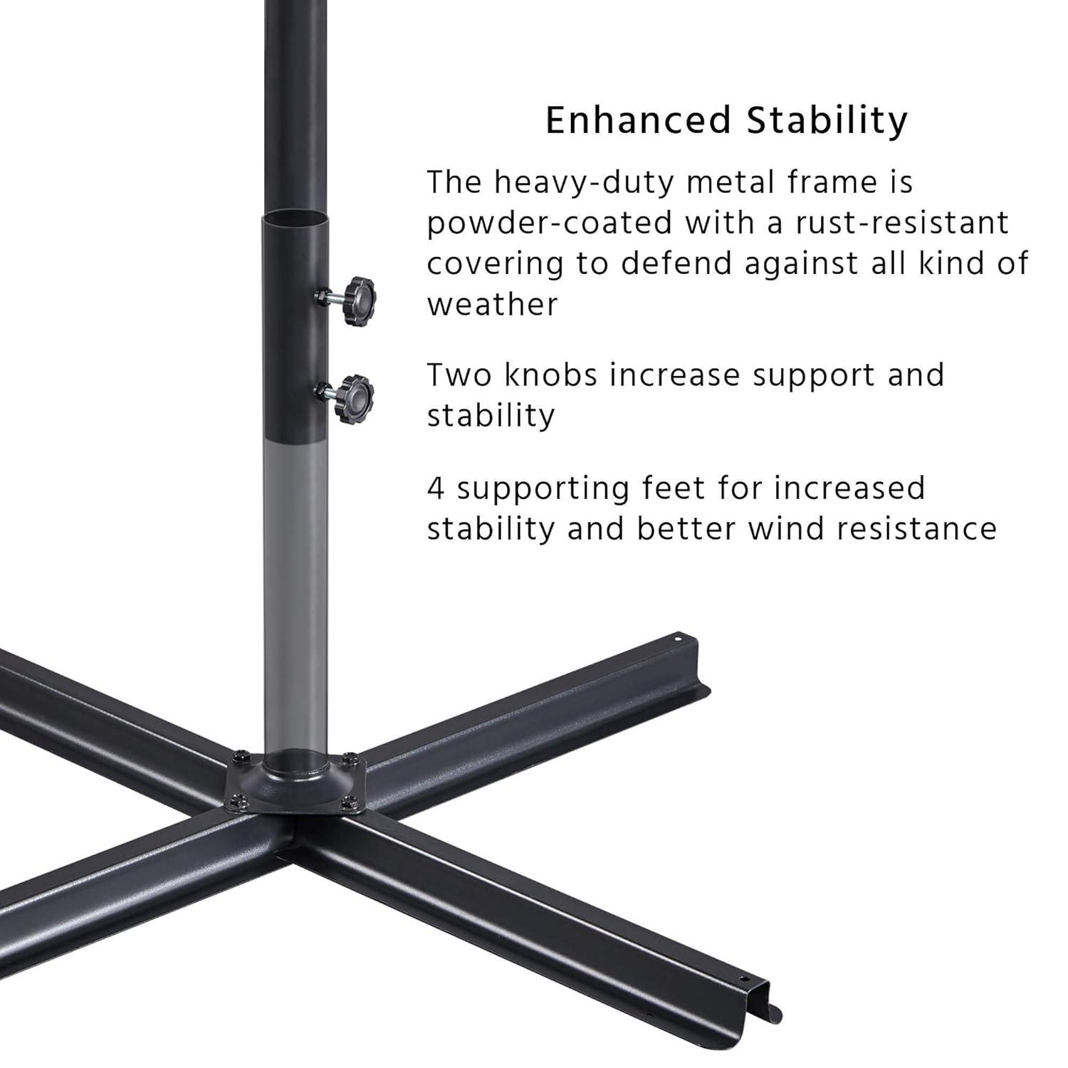 Yaheetech 10FT Patio Offset Umbrella - Cantilever Hanging Outdoor Umbrellas w/UV Protection & 8 Ribs & Handy Crank & Cross Base for Market/Garden/Lawn/Deck/Backyard/Pool - Burgundy