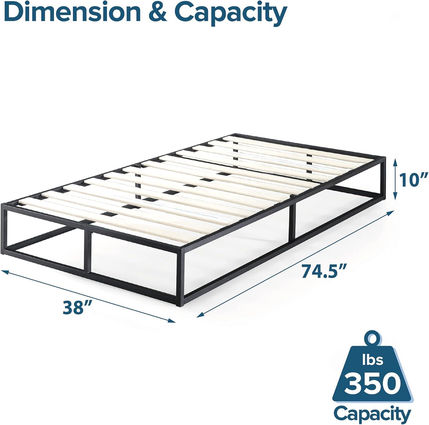 Zinus Joseph 10 Inch Metal Platform Bed Frame / Mattress Foundation / Wood Slat Support / No Box Spring Needed / Sturdy Steel Structure, Twin