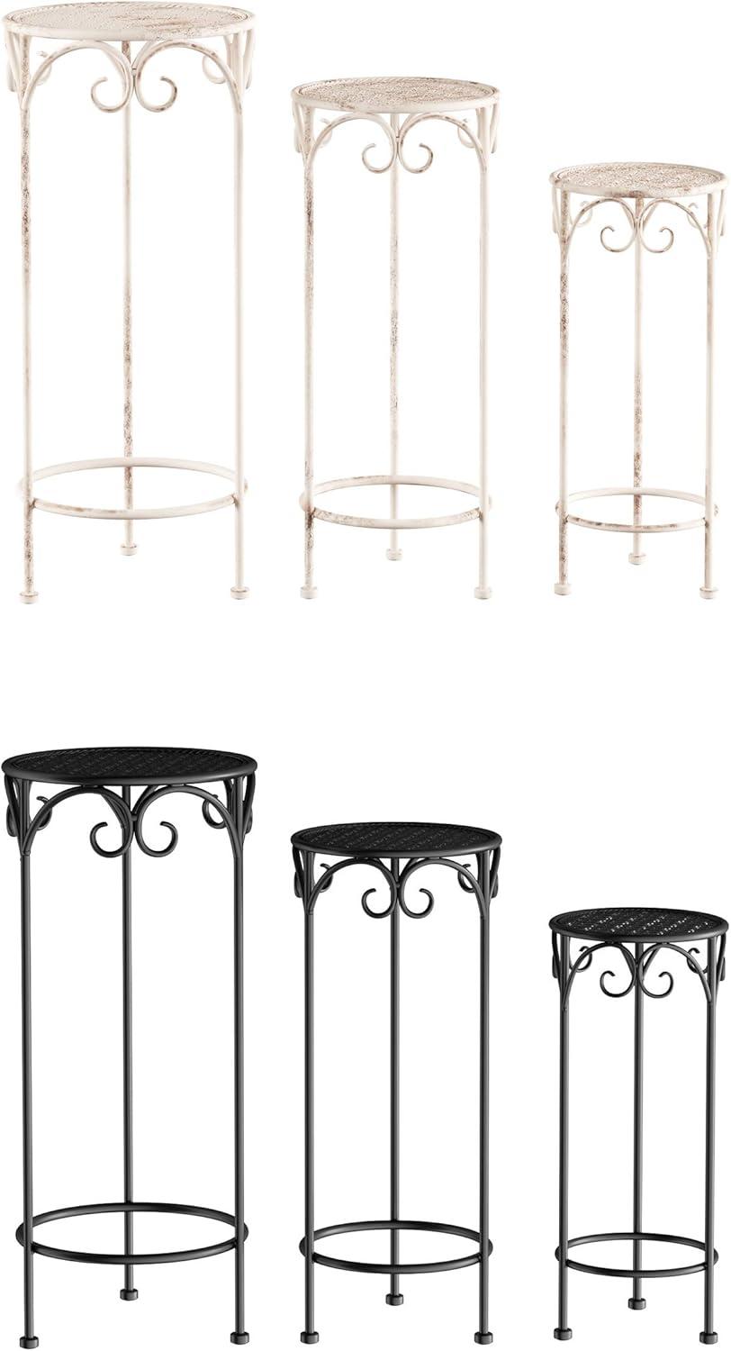 Black Wrought Iron Nesting Plant Stands Set of 3