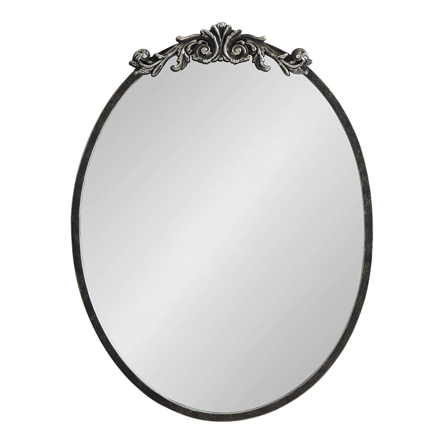 Kate & Laurel All Things Decor 18"x24" Arendahl Traditional Vertical Oval Wall Mirror: Ornate, Baroque-Inspired Design