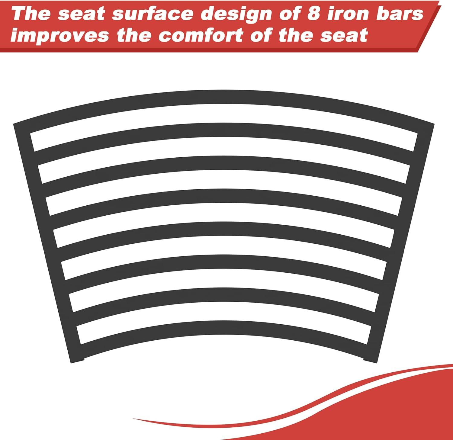 Metal Curved Fire Pit Bench Set of 4, Coated Black Metal Outdoor Stool Bench, Outdoor Fire Pit Seating, Steel Backless