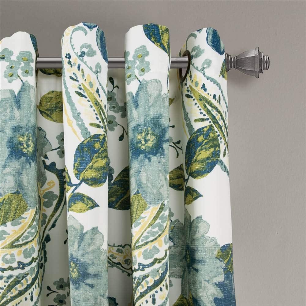 Floral Paisley Polyester Room Darkening Curtain Pair (Set of 2)