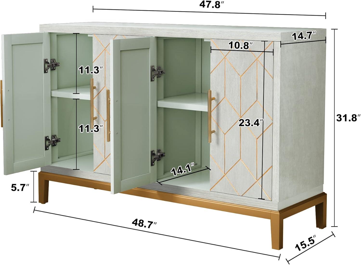 Mercer41 Dieks 48" Sideboard Storage Cabinet with Gold Trim