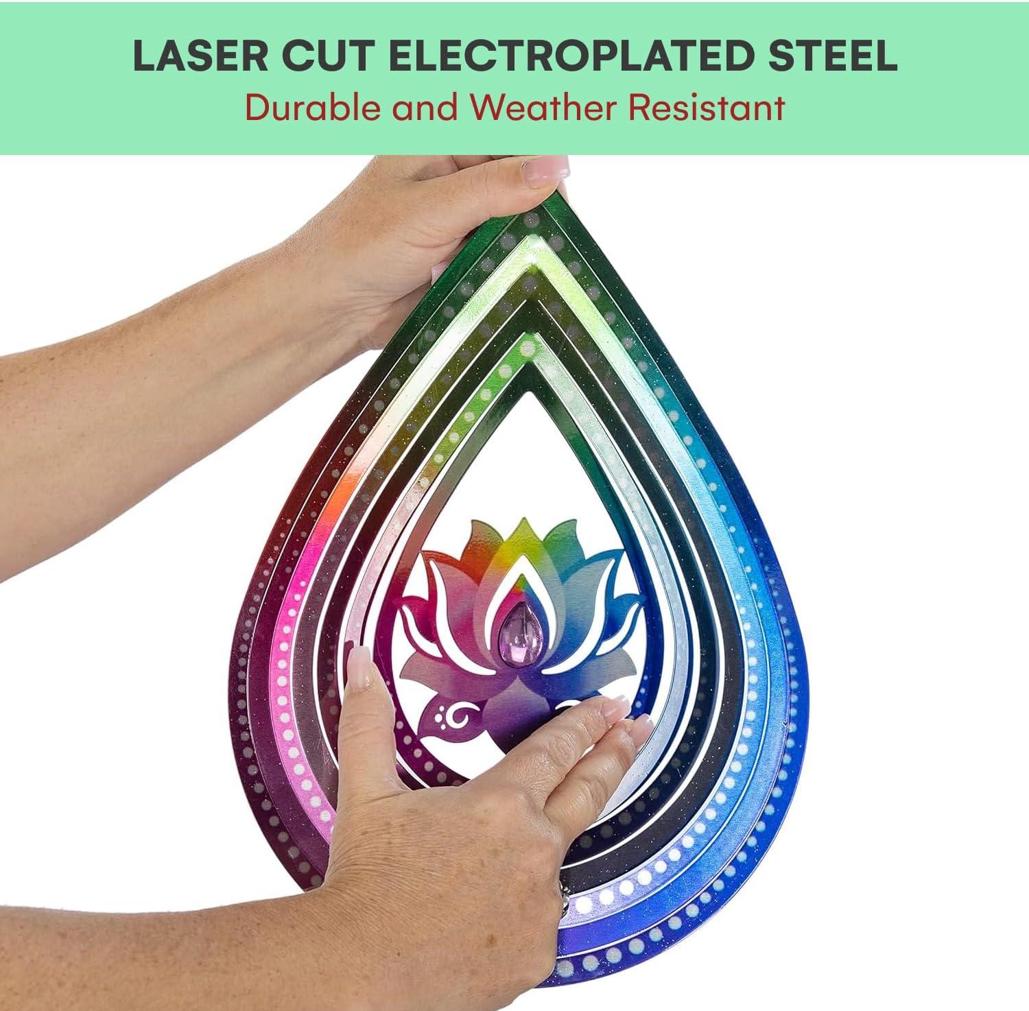 VP Home Lotus Teardrop Kinetic 3D Metal Outdoor Garden Decor Wind