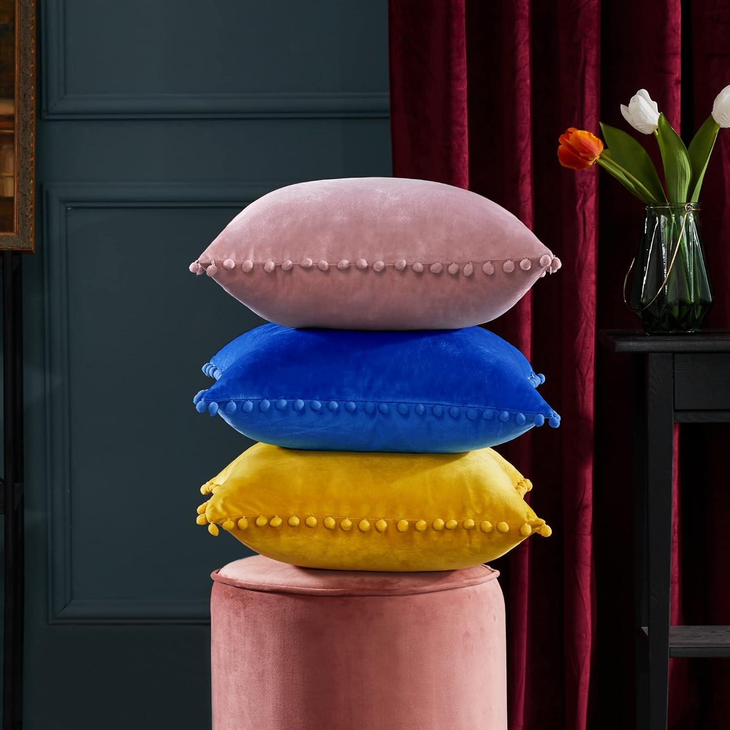 Deconovo Deconovo Pom-poms Velvet Reversible Pillow Cover (Set of 2)