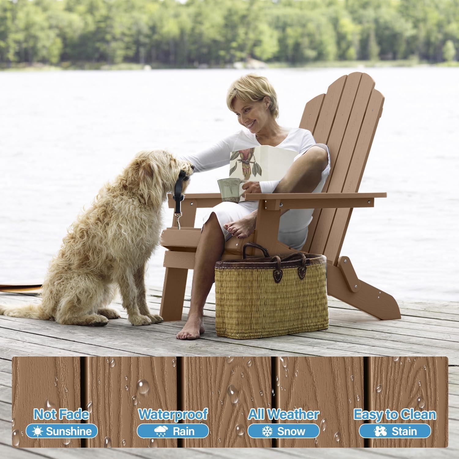 Highland Dunes Outdoor Plastic Folding Adirondack Chair For All Weather (Set Of 4) (Set of 4)