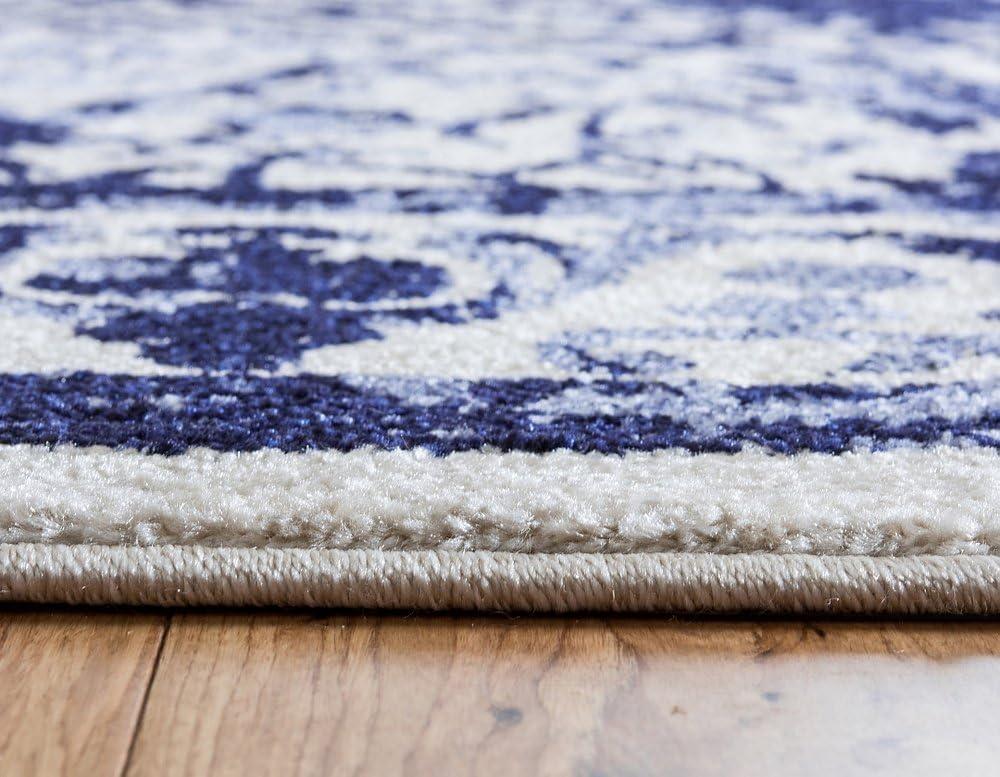 Unique Loom La Jolla Collection Area Rug - Traditional (5' 1" x 8' Rectangle Ivory and Blue/Blue)