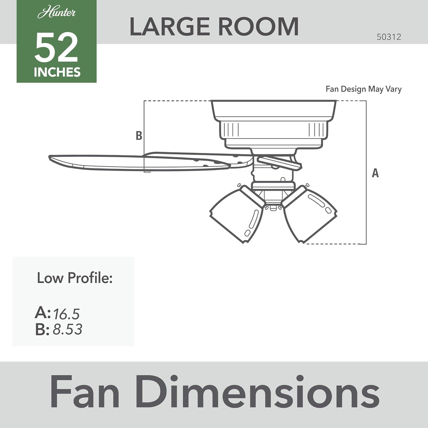 52" Hartland 5 - Blade Standard Ceiling Fan with Pull Chain and Light Kit Included