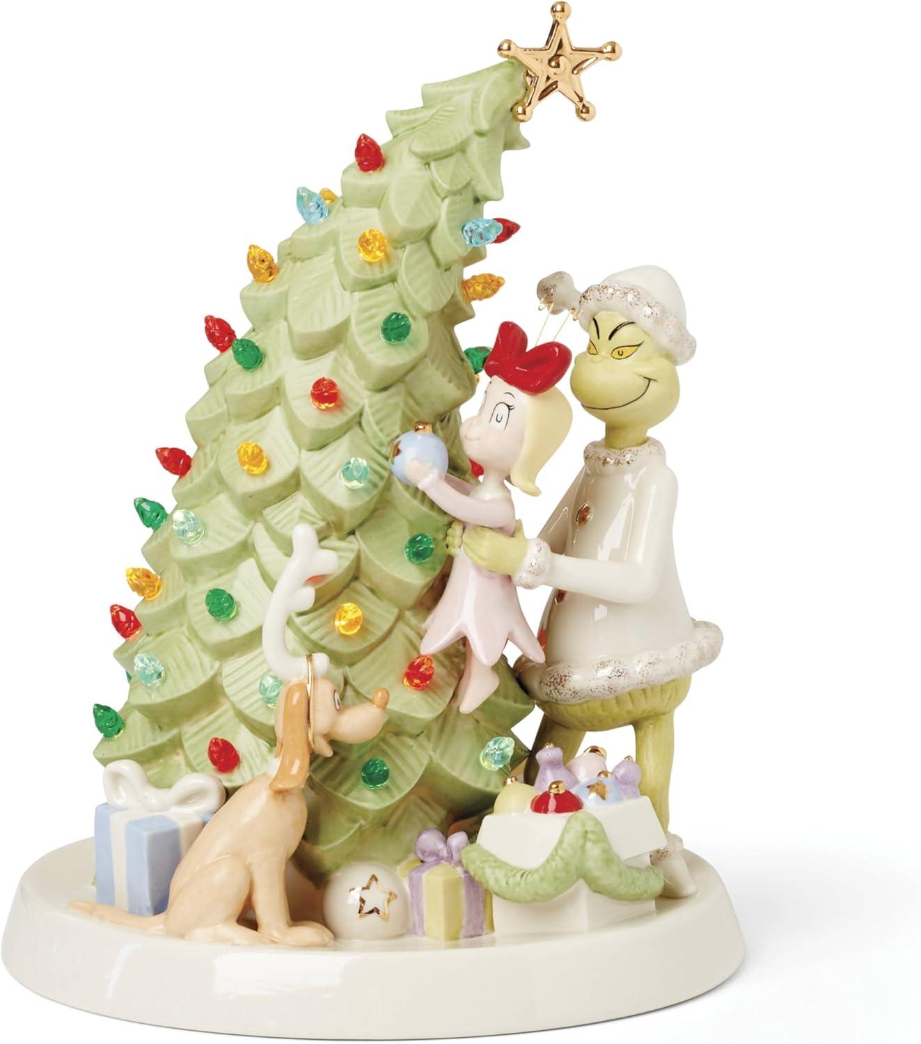 Merry Grinchmas Trimming The Tree Lit Figurine