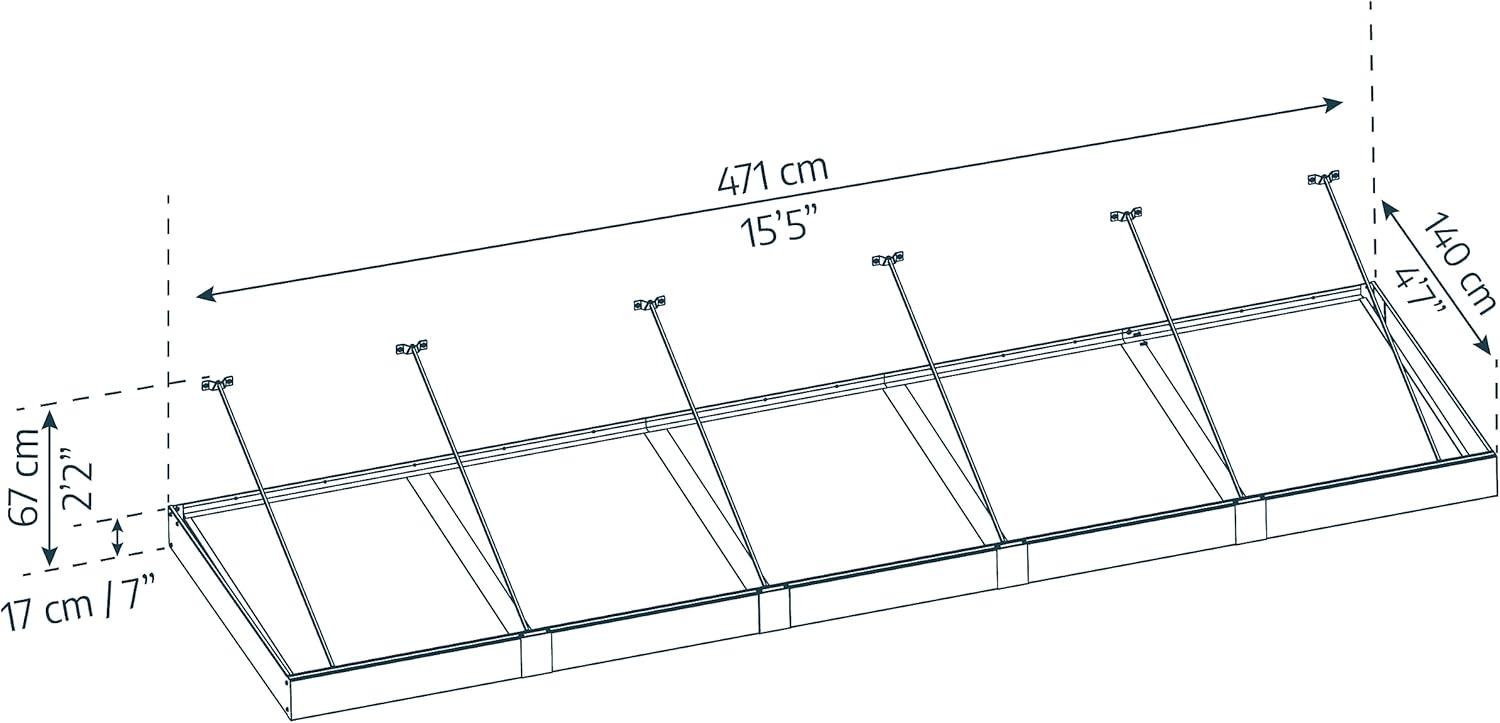 Palram - Canopia Sophia 4' 7" D Acrylic Clear/Gray Stationary Slope Door and Window Awning