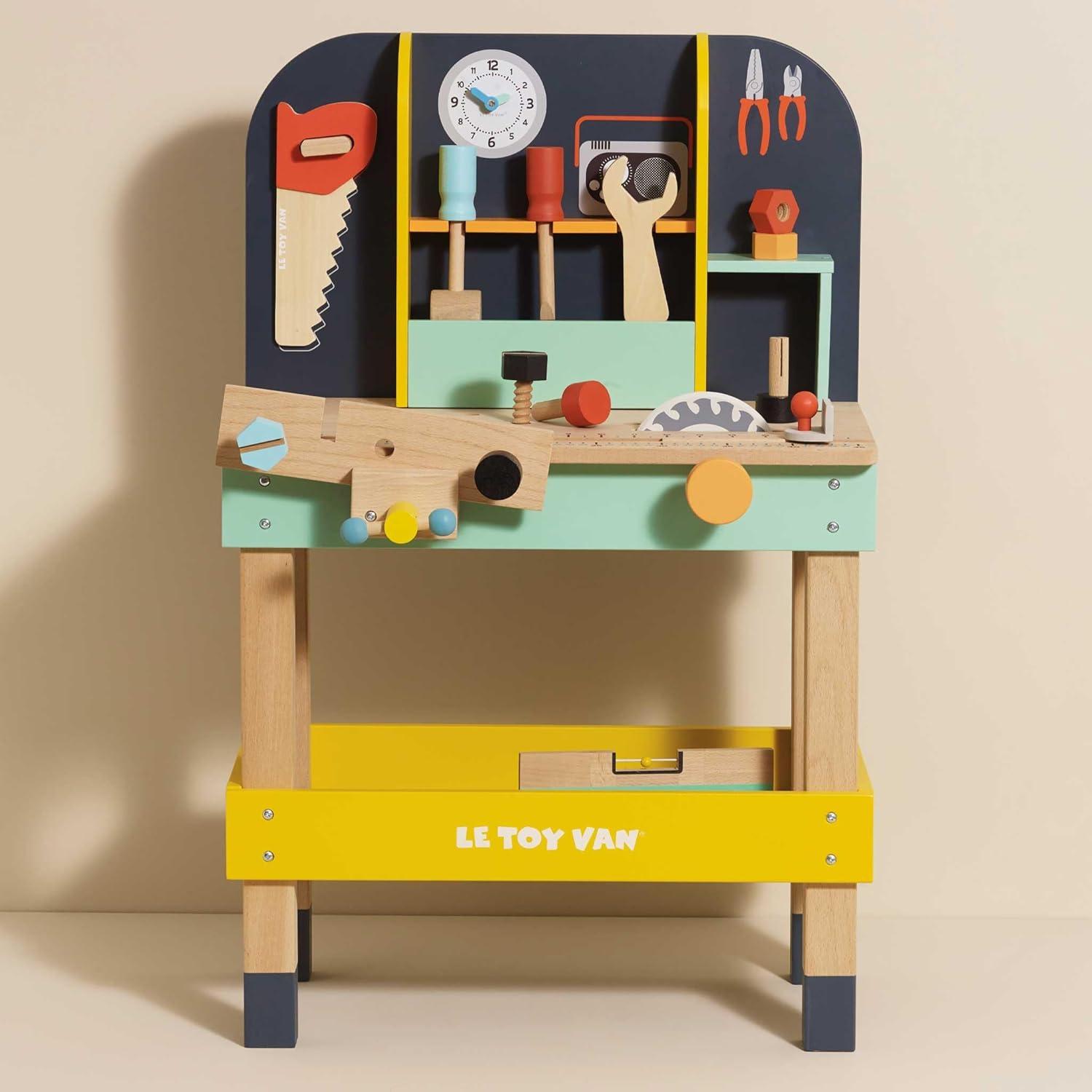 Colorful Wooden Toy Work Bench with Tools for Kids