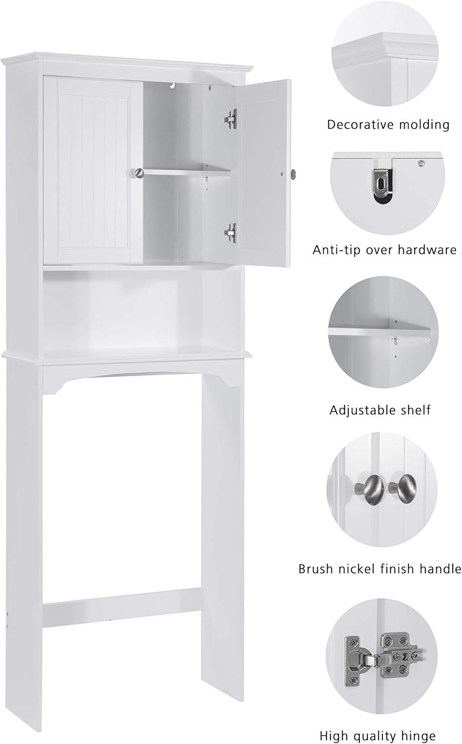 Spirich Home Bathroom Shelf Over-The-Toilet, Bathroom SpaceSaver, Bathroom Storage Cabinet Organizer, White