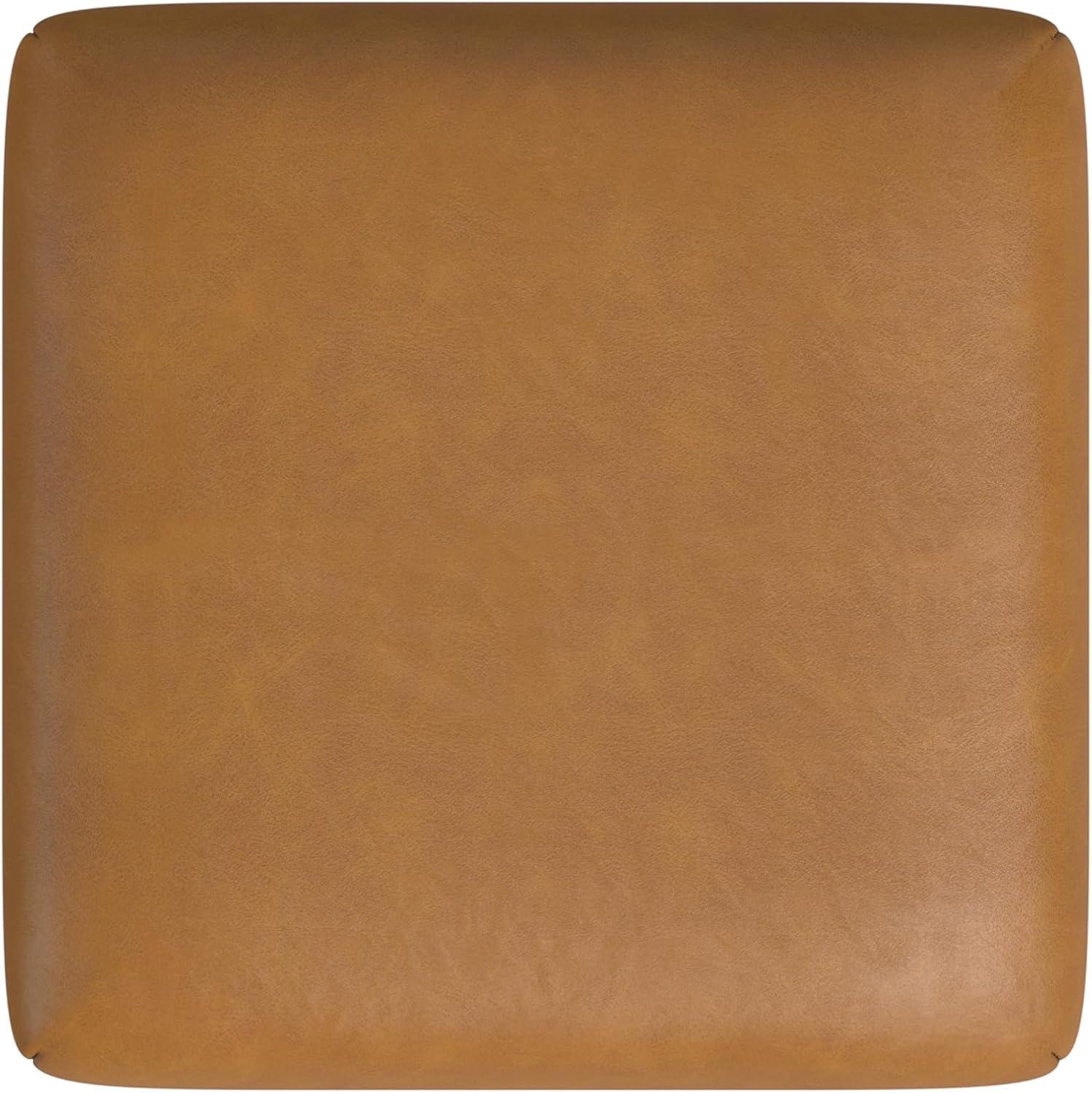 24" Open Back Metal Counter Height Barstool Faux Leather Carmel - HomePop: Kitchen Island Seating, Industrial Style