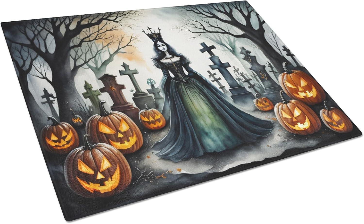 Caroline's Treasures Evil Queen Spooky Halloween Glass Cutting Board Large