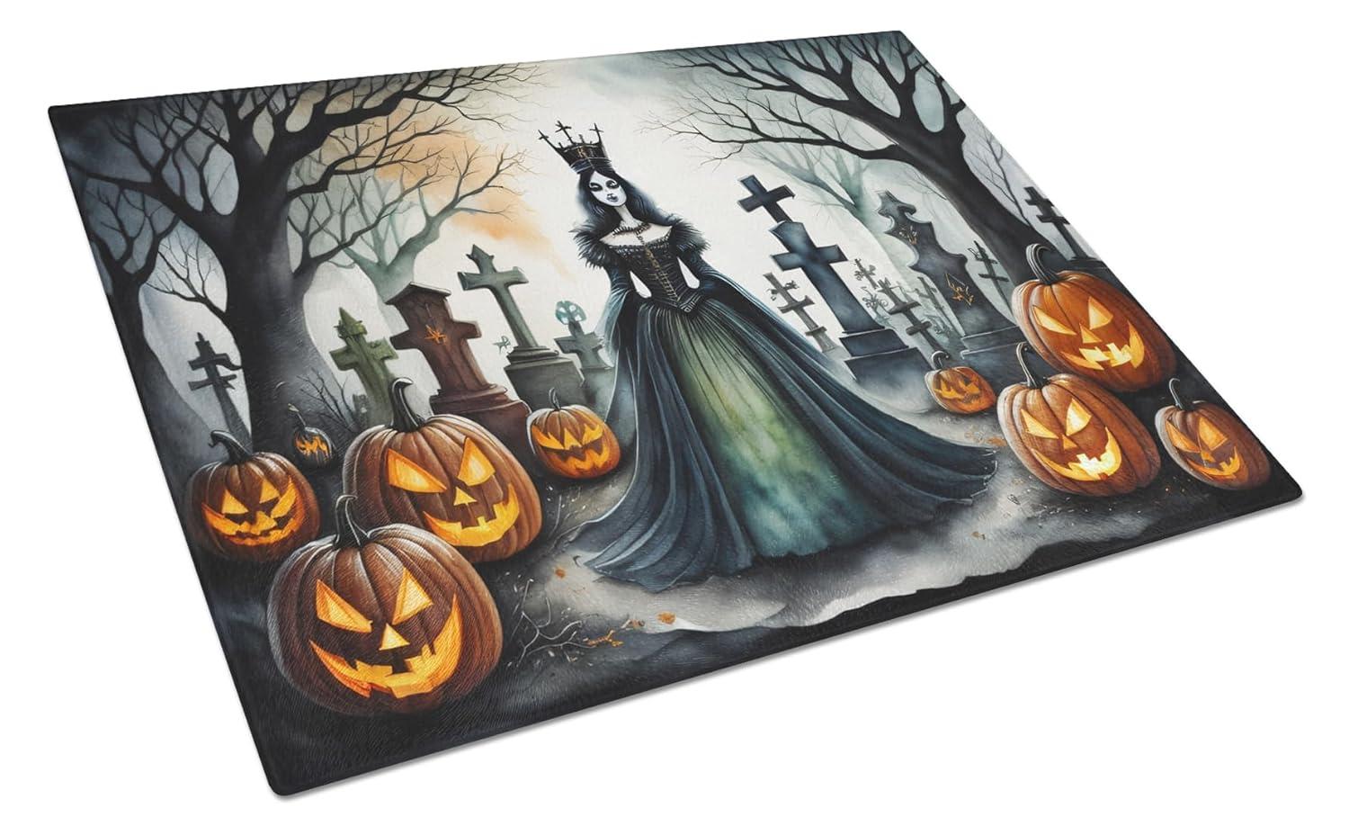 Caroline's Treasures Evil Queen Spooky Halloween Glass Cutting Board Large