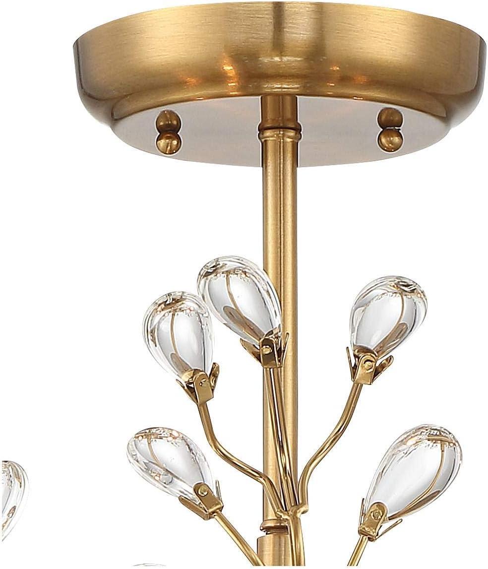 Vienna Full Spectrum Brielle Modern Ceiling Light Semi Flush Mount Fixture 18 1/2" Wide Brass Vine Leaf 4-Light Clear Crystal Glass for Bedroom House