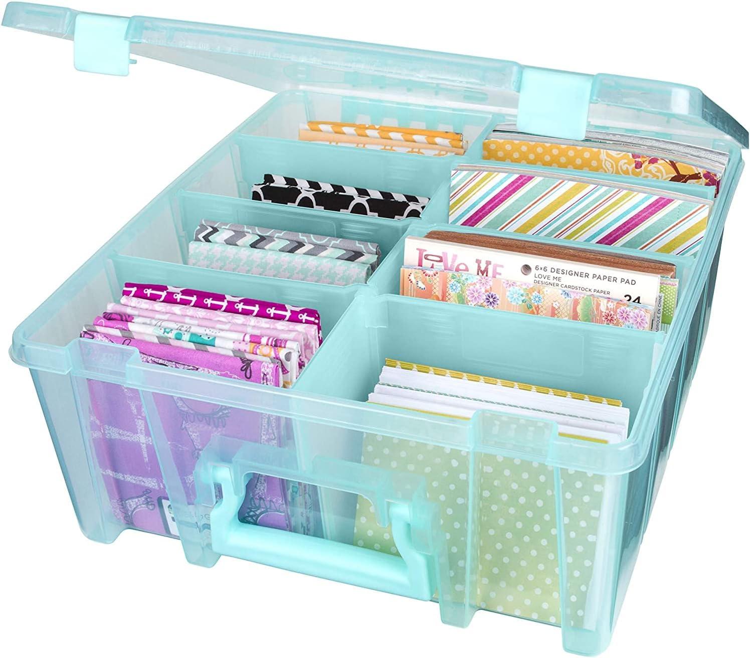 Aqua Mist Stackable Fabric Craft Storage Box with Lid