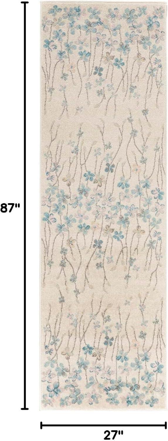 Nourison Tranquil Floral Ivory 5'3" x ROUND Area Rug, (5 Round)