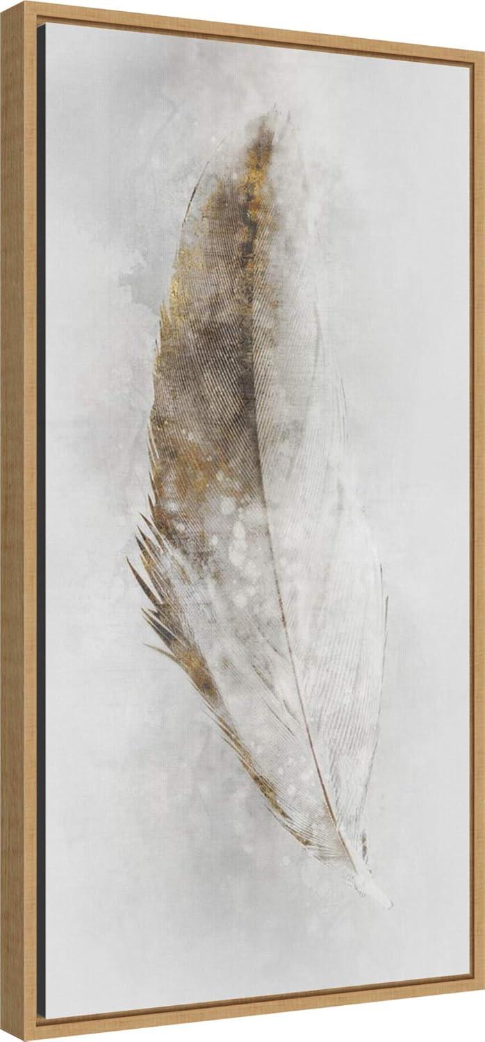 Amanti Art Golden Feather II by Ken Roko Canvas Wall Art Print Framed 14 x 27-in.