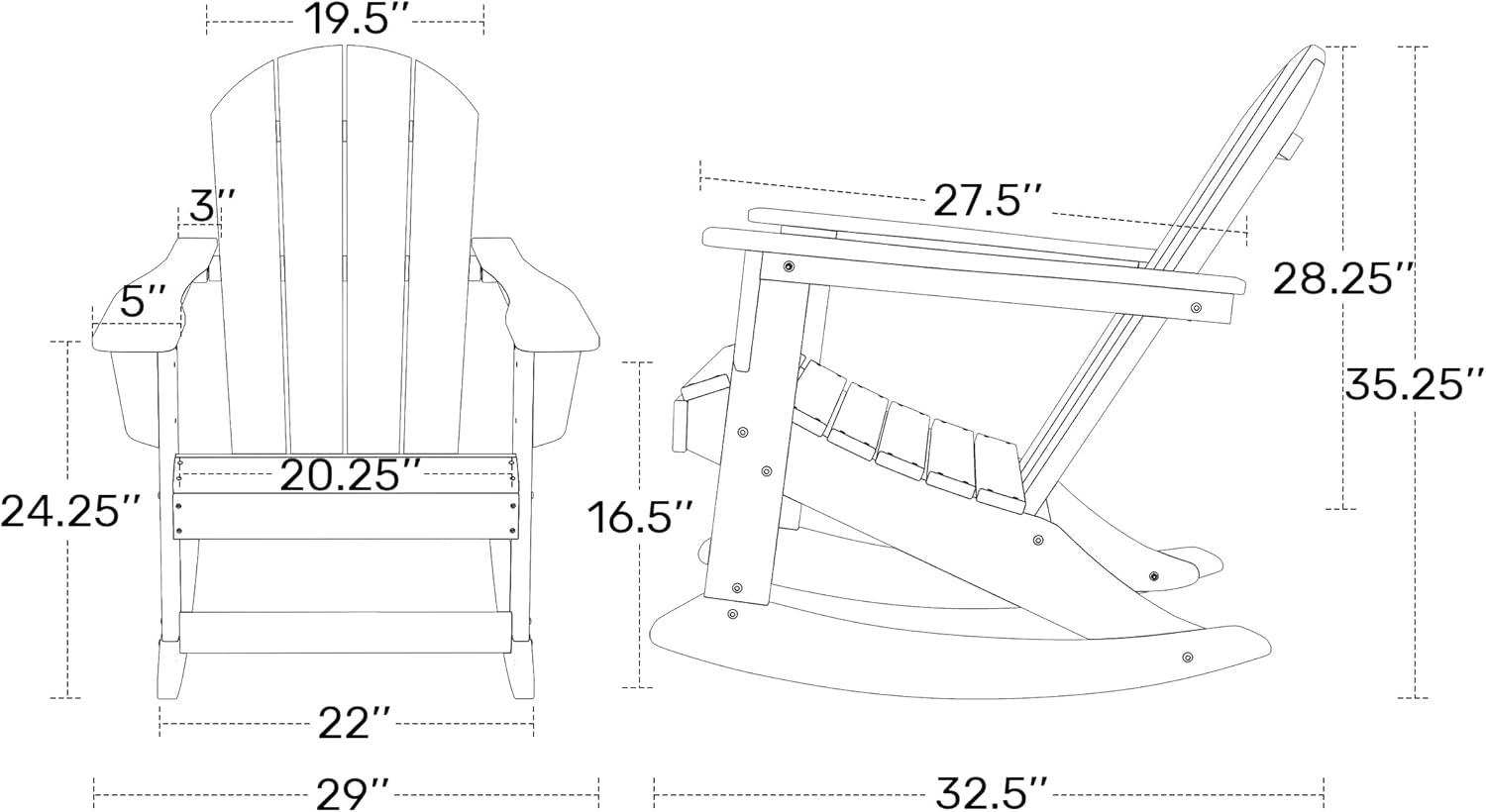 Polytrends Laguna Hdpe All Weather Outdoor Patio Rocking Chair (Set of 2) Orange