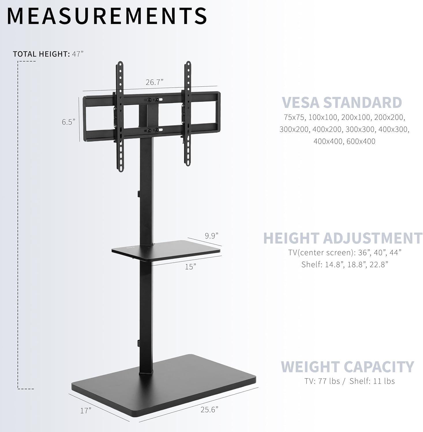 VIVO Economy 37" to 75" Height Adjustable TV Floor Stand Display