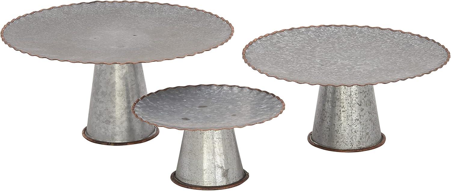 Croker Metal Galvanized Decorative Gray Cake Stand Set