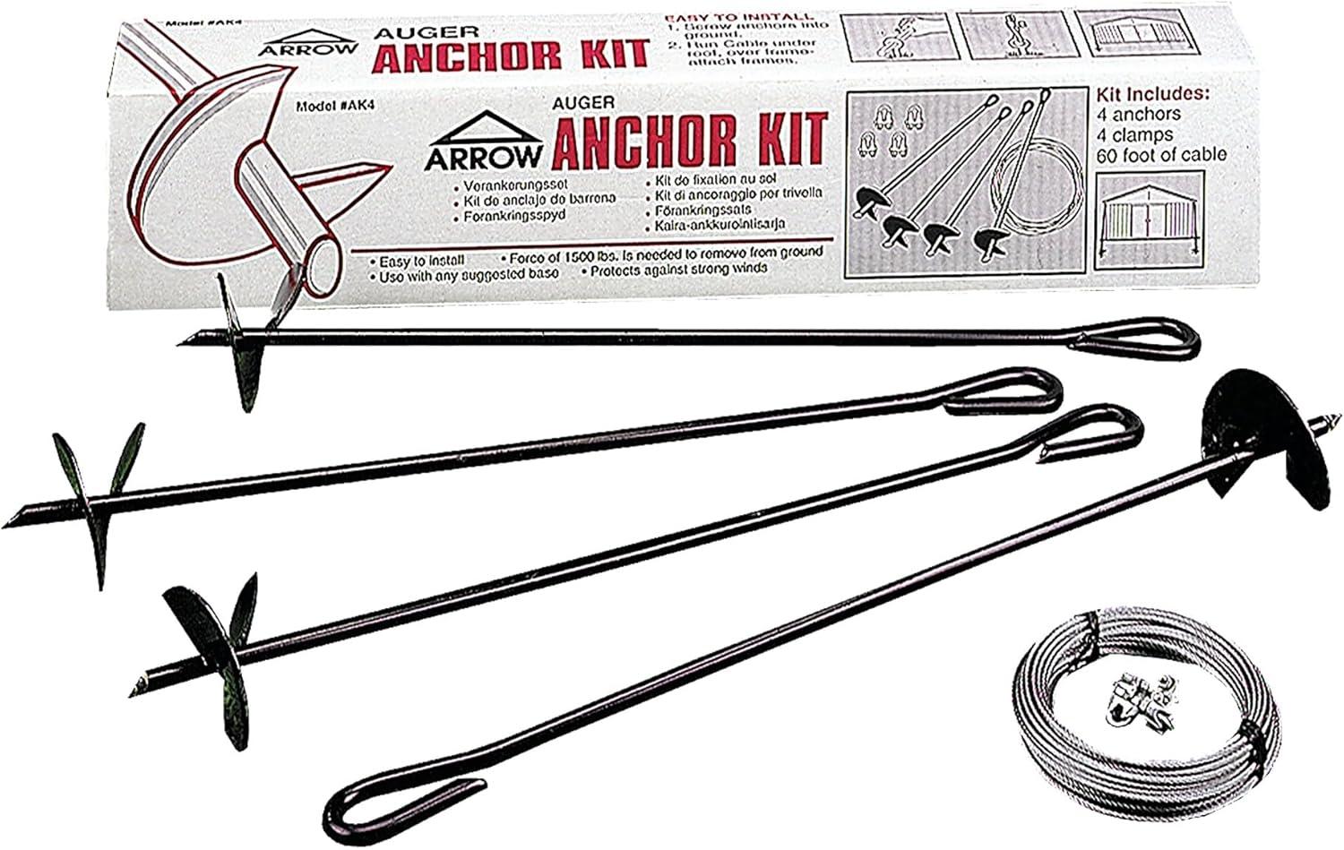 ShelterLogic Arrow AK4 Earth Anchor Auger & Cable Kit for Storage Sheds