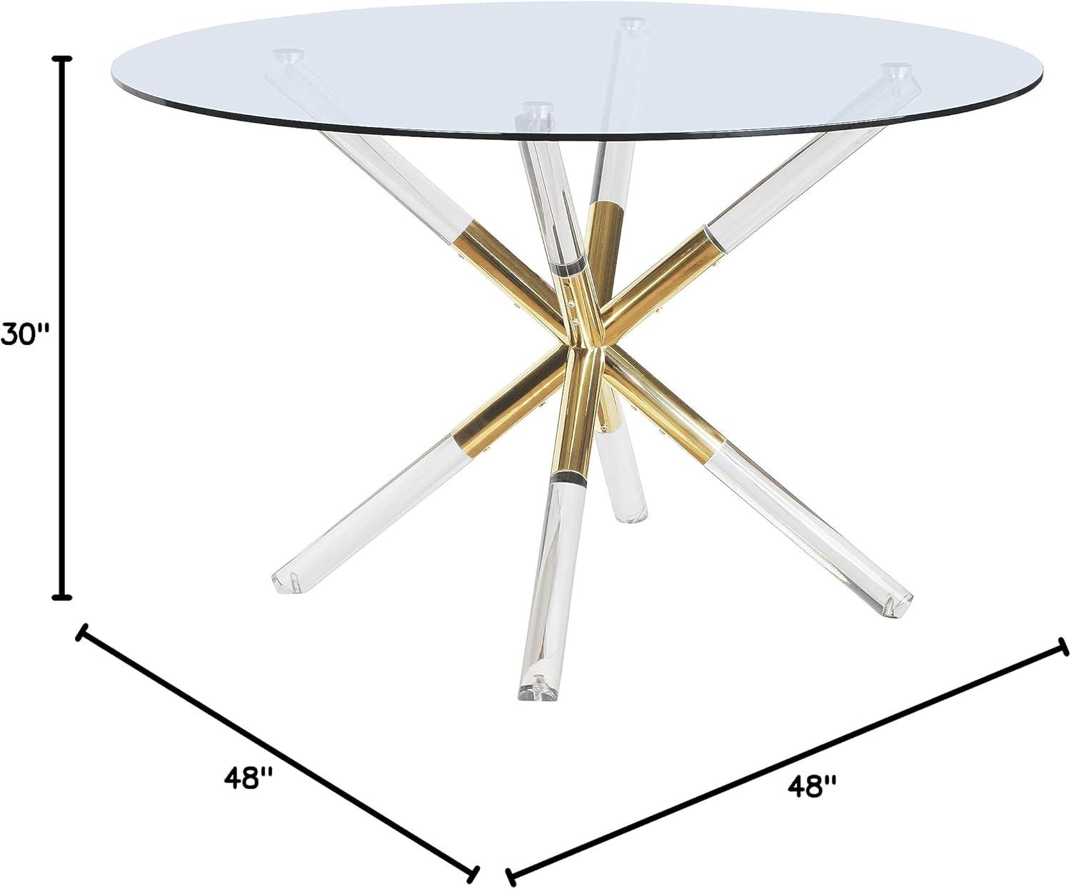 Meridian Furniture Mercury Round Tempered Glass Top Dining Table
