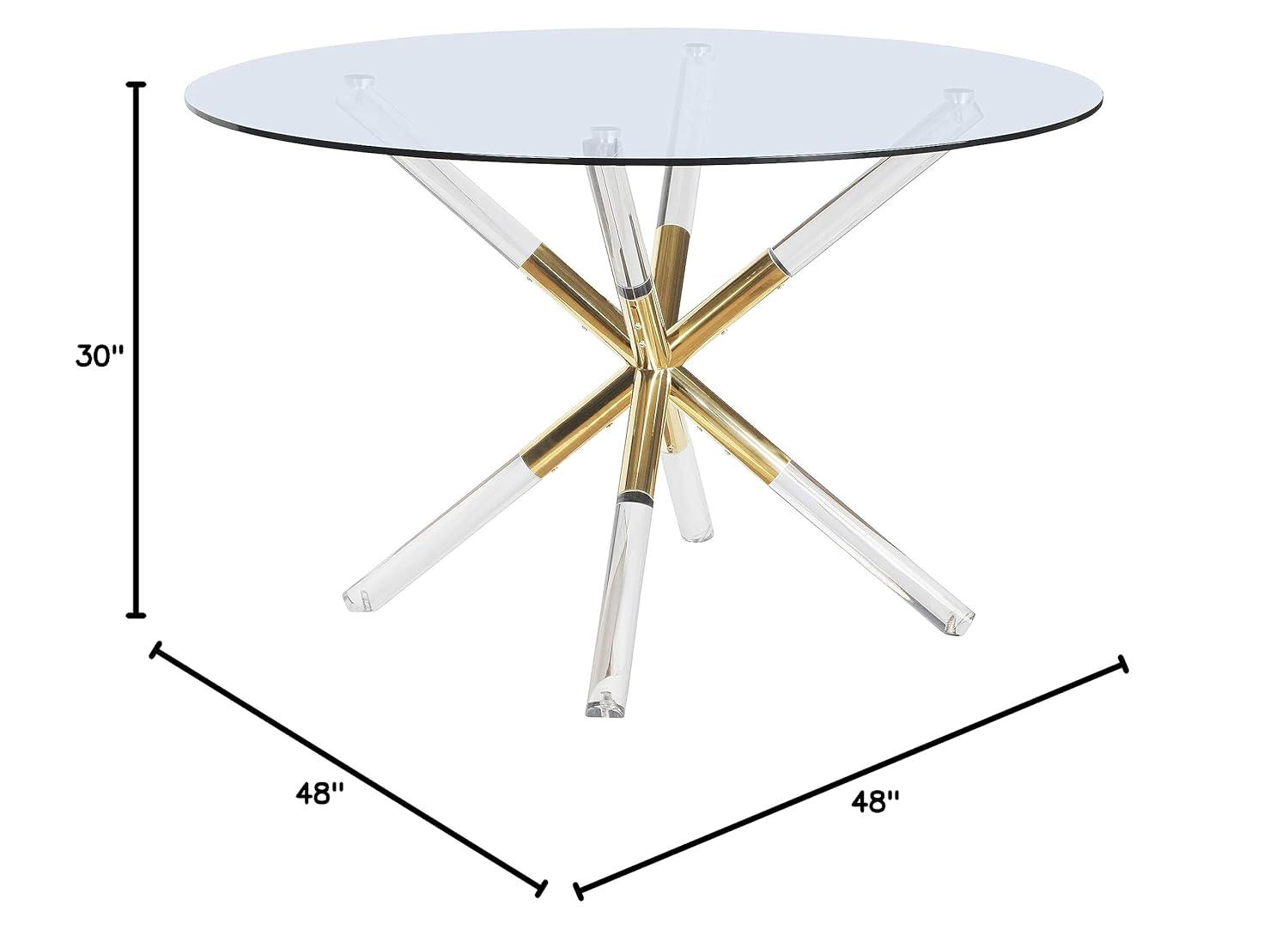 Meridian Furniture Mercury Round Tempered Glass Top Dining Table