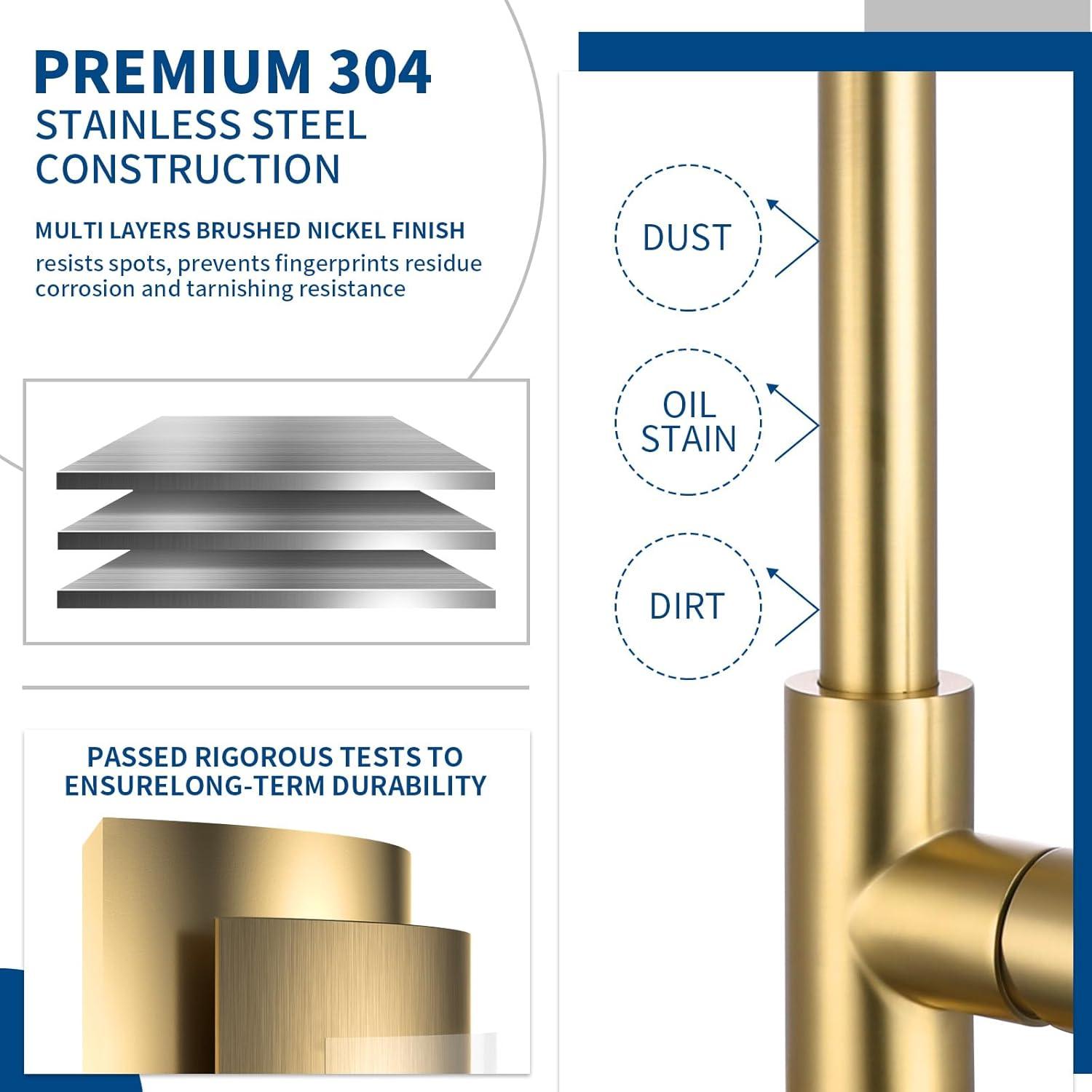 GAGALIFE Single Handle Pull Down Sprayer Kitchen Faucet High Arc Stainless Steel Faucet with 3-Function Sprayer JJL-CL-PT-SDP-G