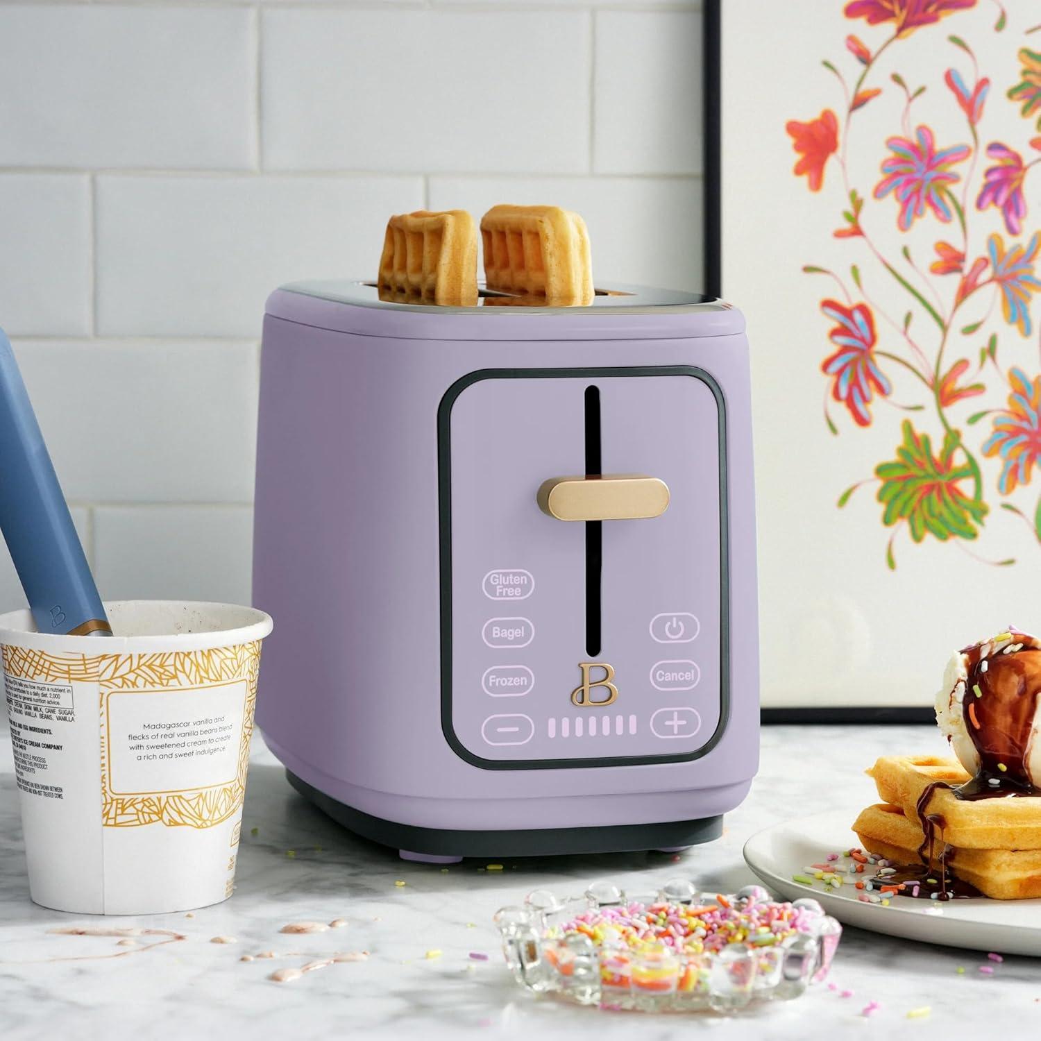 Beautiful 2 Slice Toaster with Touch-Activated Display, Lavender by Drew Barrymore