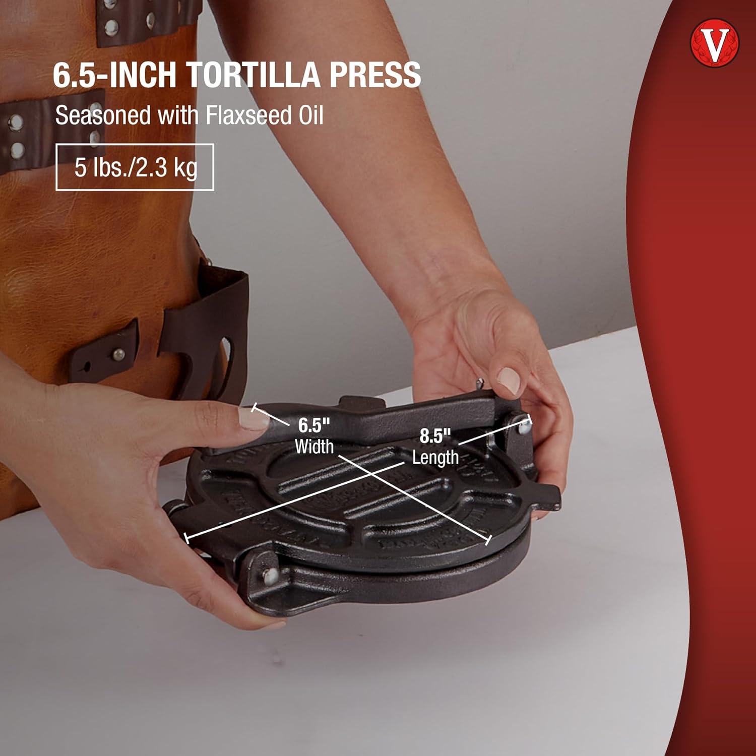 Victoria 6.5" Black Cast Iron Tortilla Press