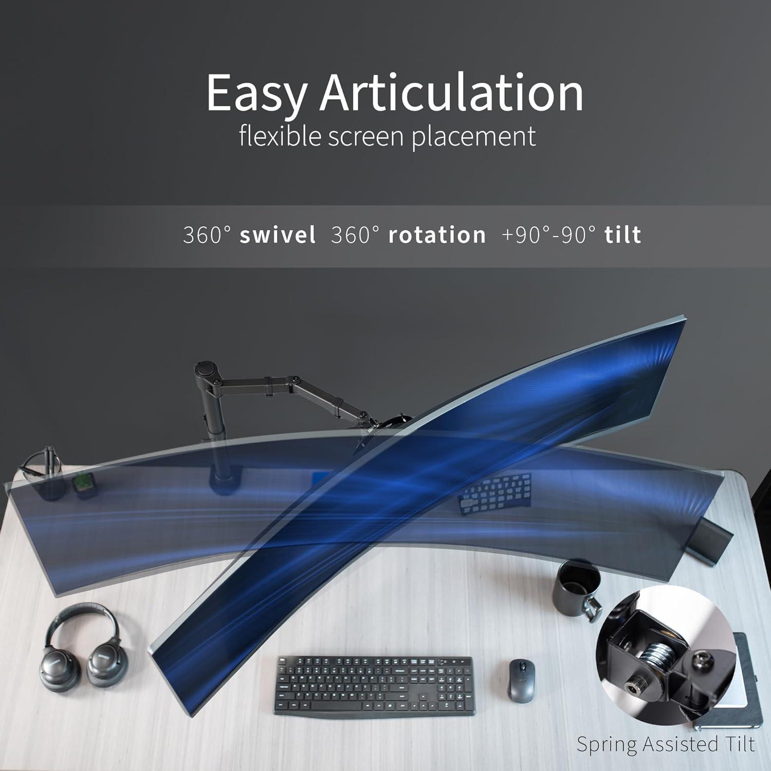 VIVO Single Ultrawide Monitor Desk Mount, Adjustable Stand for Screens up to 45"