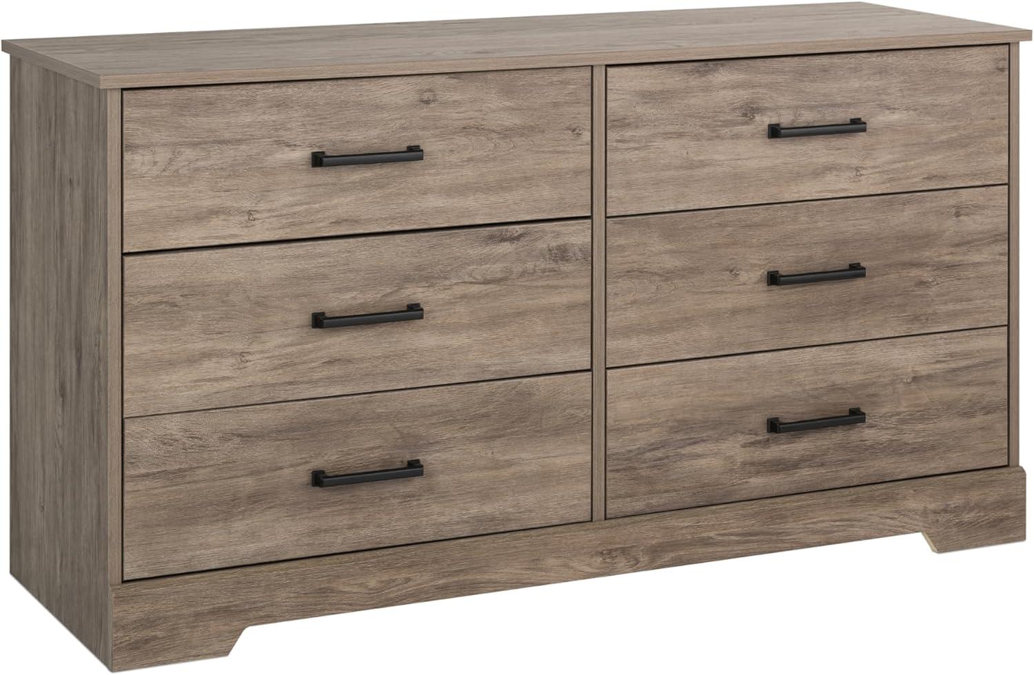 Rustic Brown Farmhouse Double Dresser with Soft Close Drawers