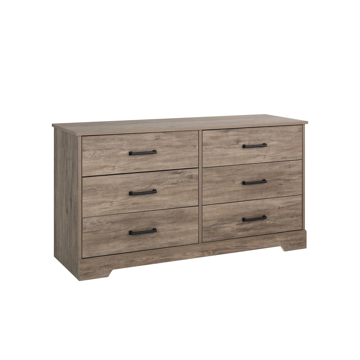 Prepac Rustic Ridge Farmhouse 6 Drawer Bedroom Dresser Brown