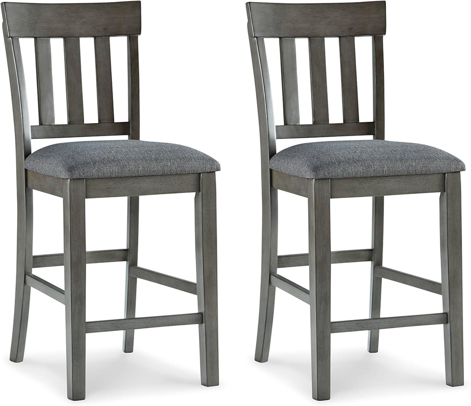 Gray Wood Counter Height Upholstered Bar Stools, Set of 2