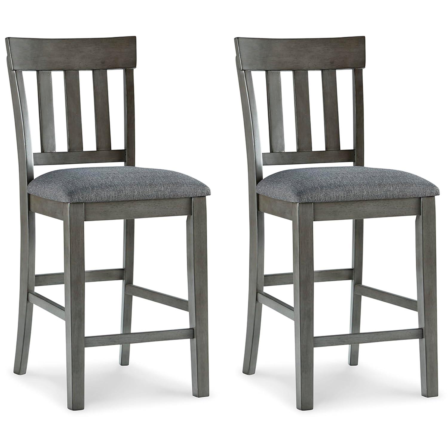 Signature Design by Ashley Hallanden Counter Height Upholstered Barstool, Set of 2, Two-Tone Gray