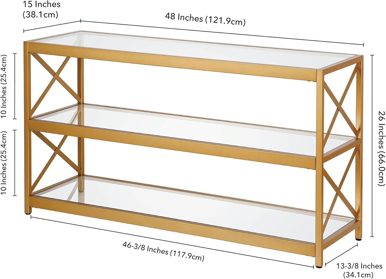 Hutton 48" Brass and Glass Rectangular TV Stand